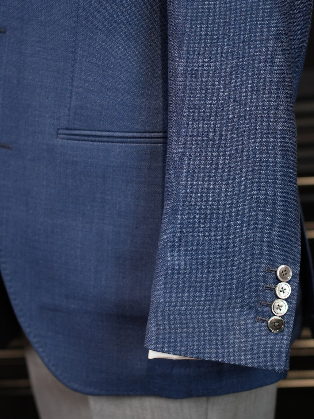Men’s Solid Fine Worsted Wool Blazer, 100% Pure Italian Fine Wool Two-Button Business Sport Coat