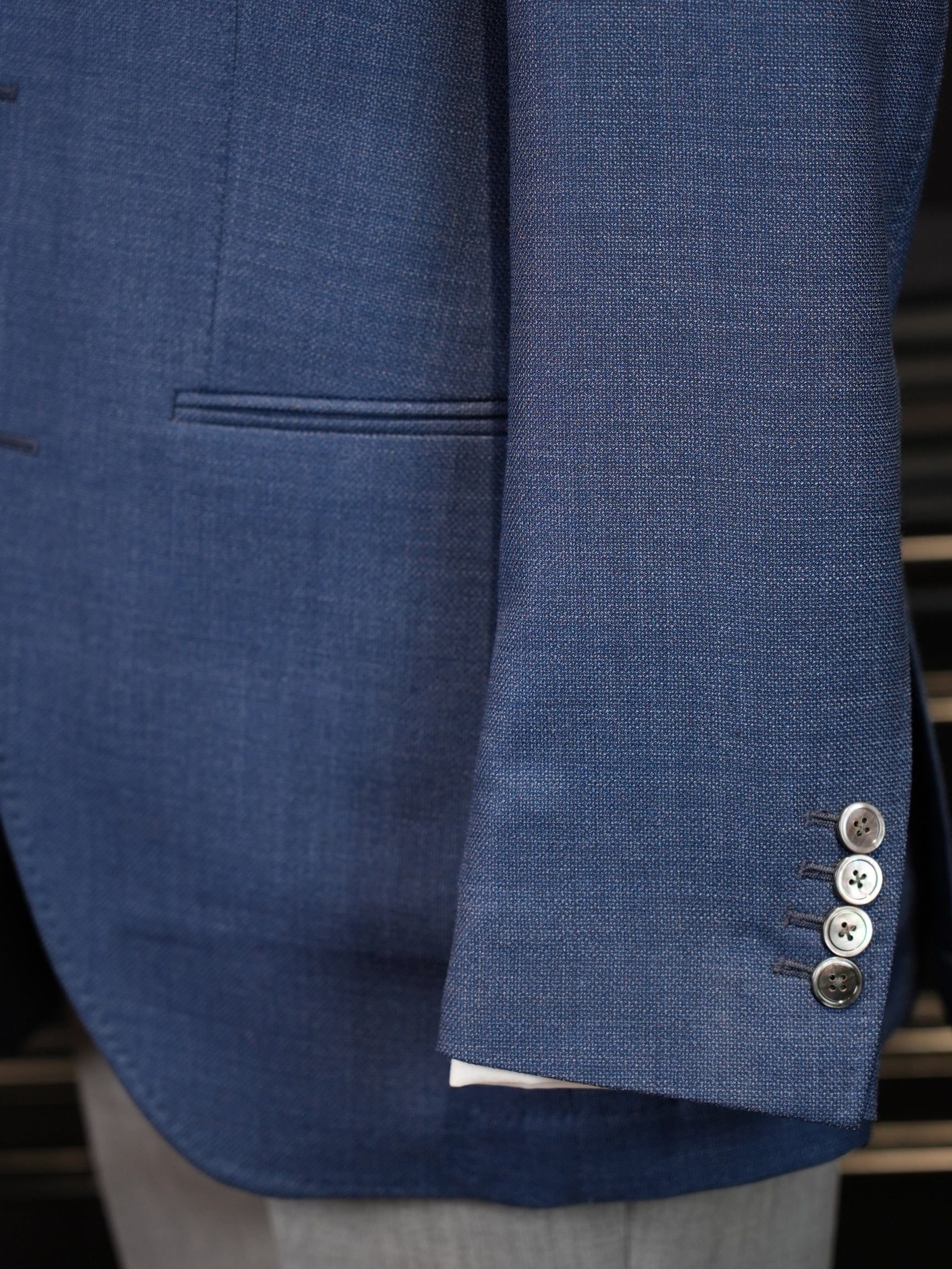 Men’s Solid Fine Worsted Wool Blazer, 100% Pure Italian Fine Wool Two-Button Business Sport Coat