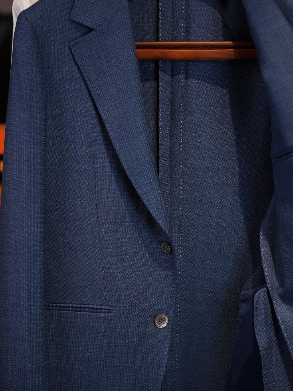Men’s Solid Fine Worsted Wool Blazer, 100% Pure Italian Fine Wool Two-Button Business Sport Coat