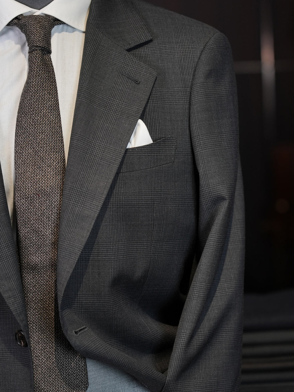 Men's Dark Grey Prince of Wales Check Sport Coat | Notch Lapel 100% Pure Wool Blazer