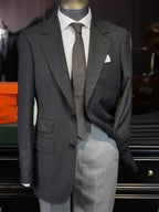 Men's Dark Grey Prince of Wales Check Sport Coat | Notch Lapel 100% Pure Wool Blazer