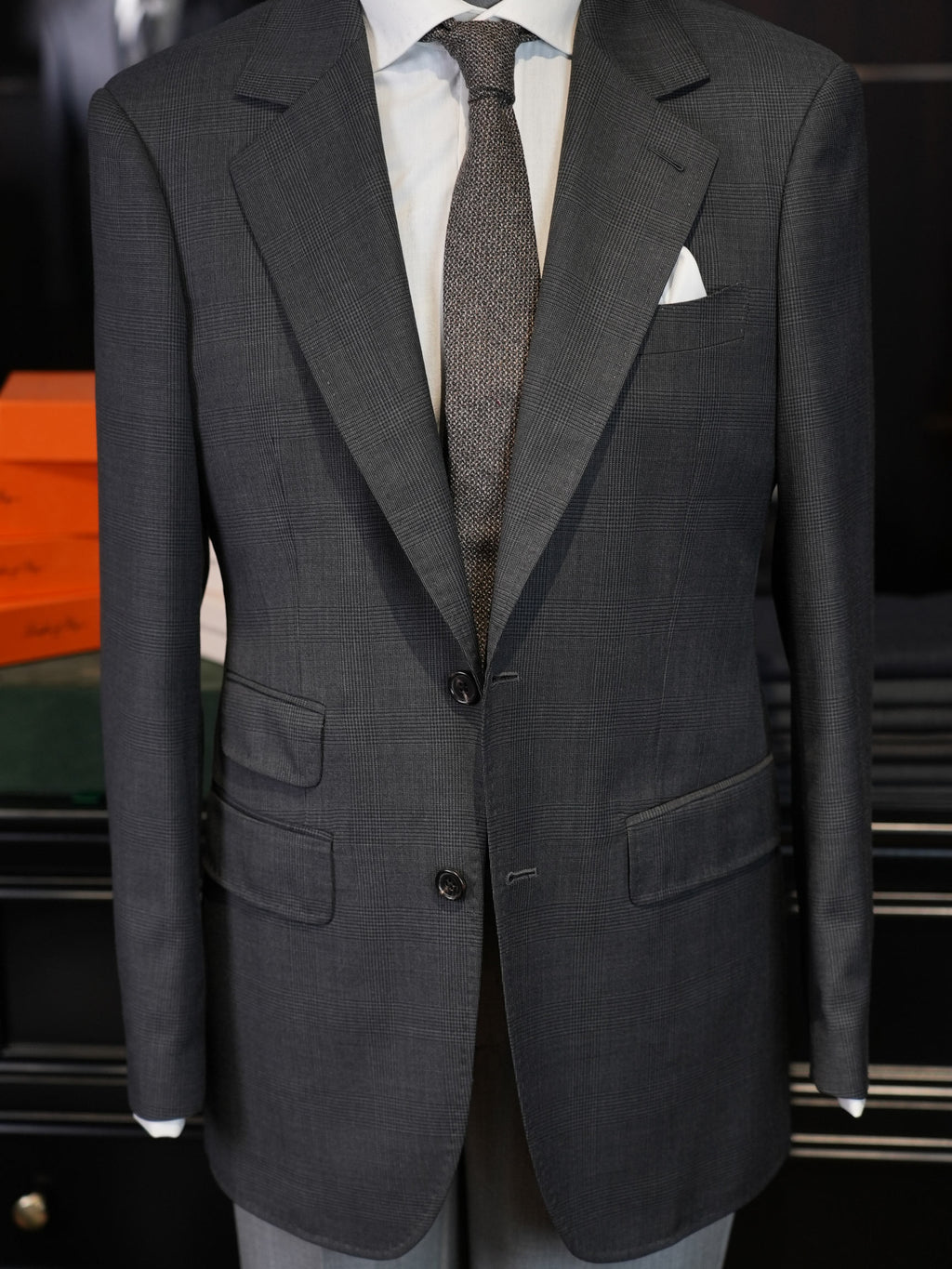 Men's Dark Grey Prince of Wales Check Sport Coat | Notch Lapel 100% Pure Wool Blazer