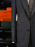 Men's Dark Grey Prince of Wales Check Sport Coat | Notch Lapel 100% Pure Wool Blazer