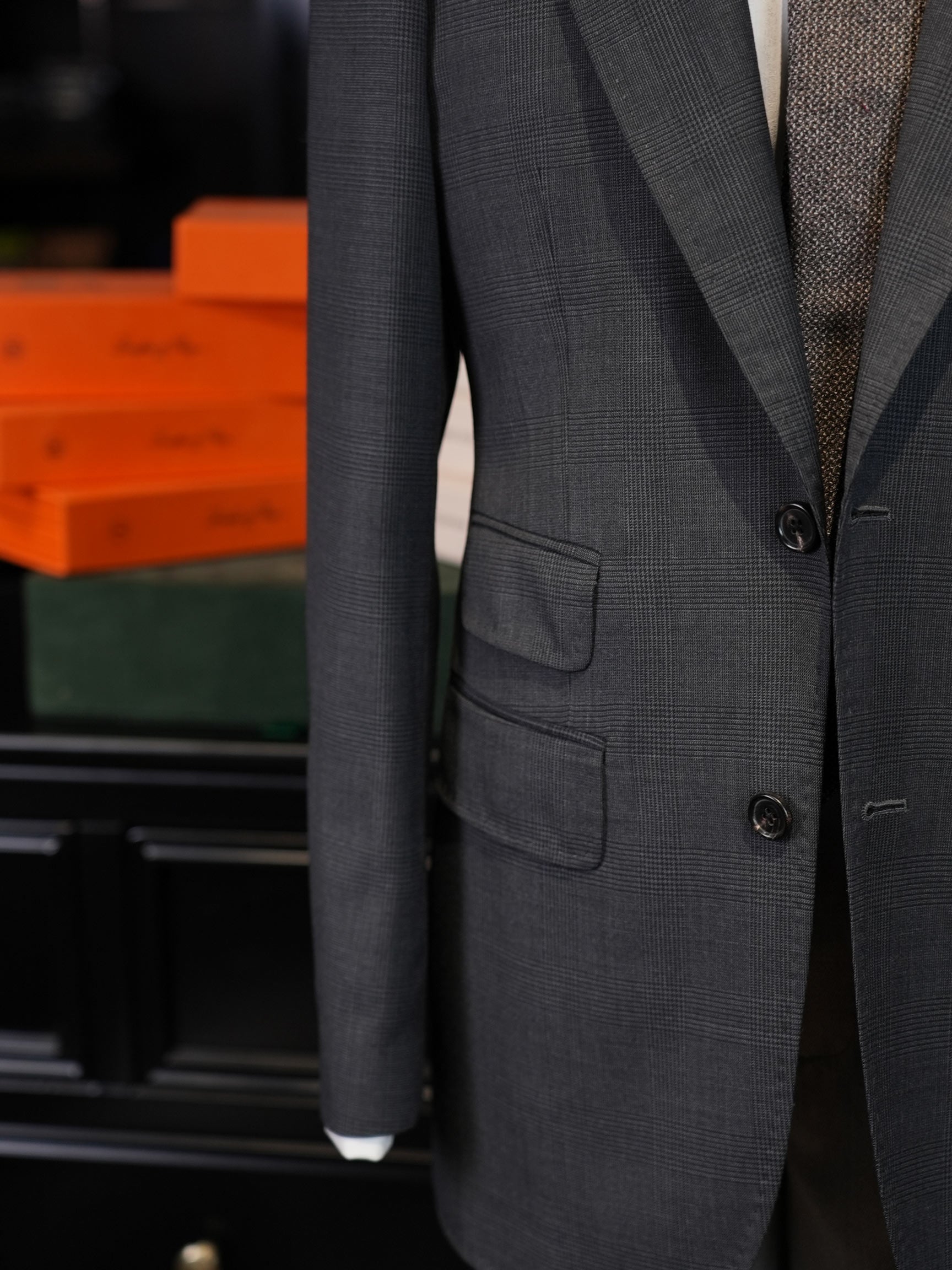 Men's Dark Grey Prince of Wales Check Sport Coat | Notch Lapel 100% Pure Wool Blazer