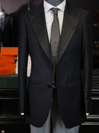 Dark black satin-paneled blazer
