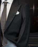 Dark black satin-paneled blazer