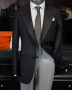 Dark black satin-paneled blazer