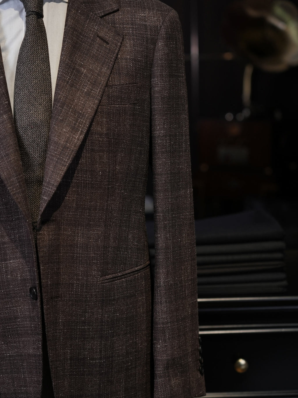 Italian Import 100% Wool Brown Windowpane Plaid Single Breasted Sport Coat Men’s Tailored Blazer