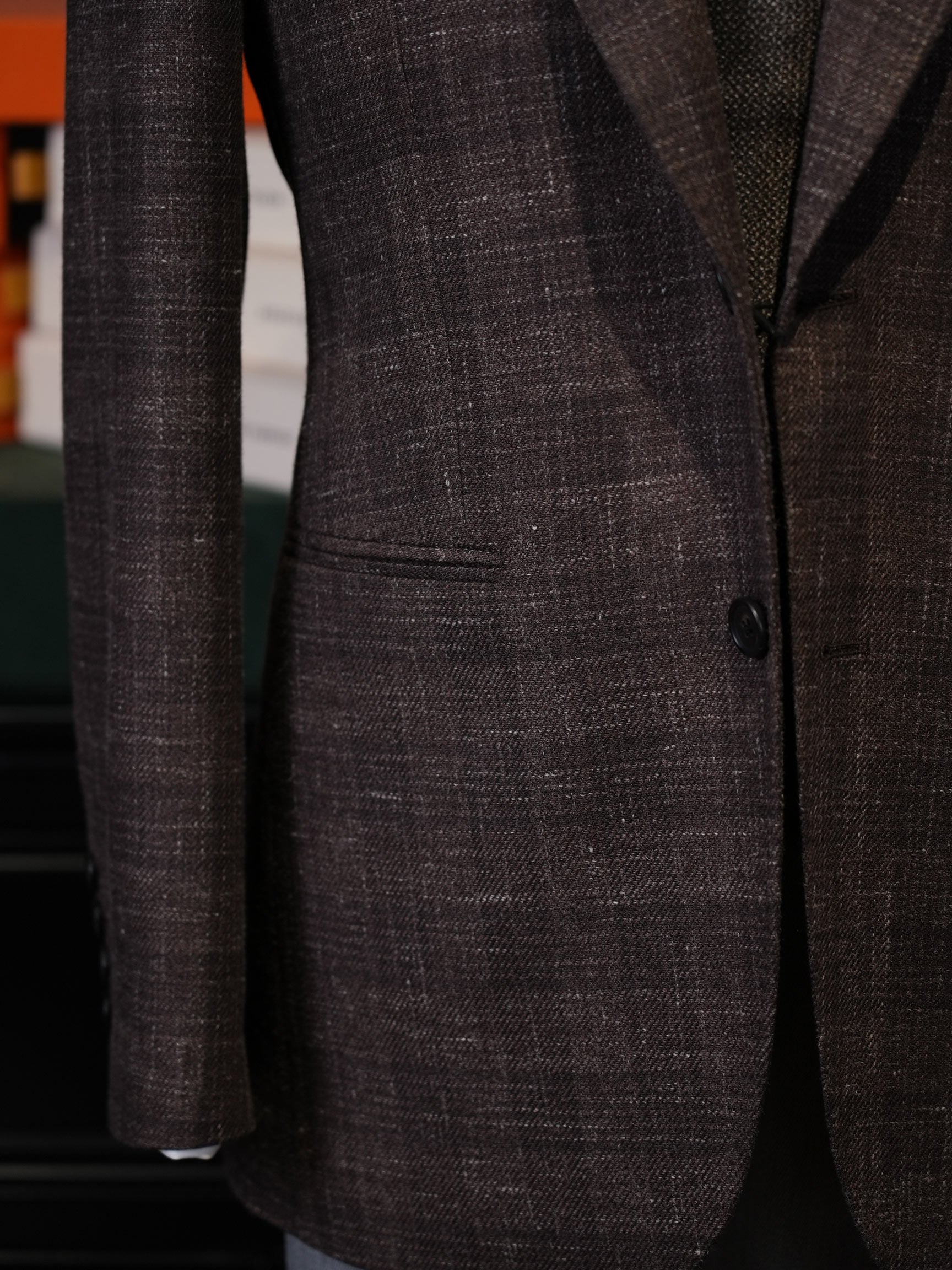 Italian Import 100% Wool Brown Windowpane Plaid Single Breasted Sport Coat Men’s Tailored Blazer