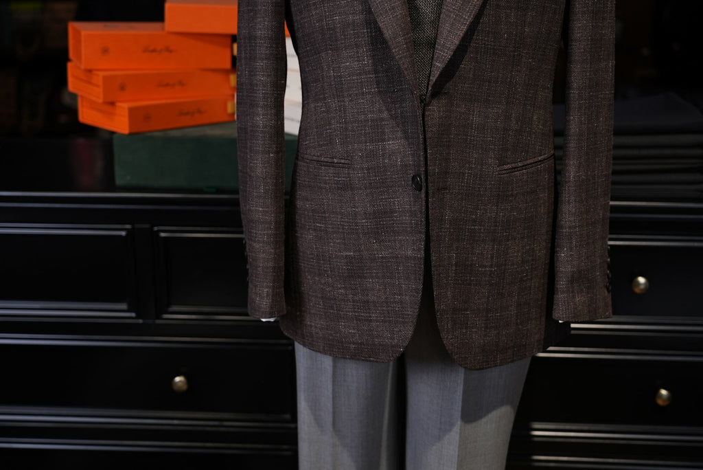 Italian Import 100% Wool Brown Windowpane Plaid Single Breasted Sport Coat Men’s Tailored Blazer