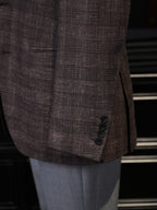 Italian Import 100% Wool Brown Windowpane Plaid Single Breasted Sport Coat Men’s Tailored Blazer