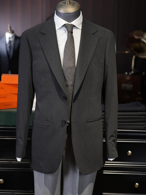 Black wool minimalist notched blazer
