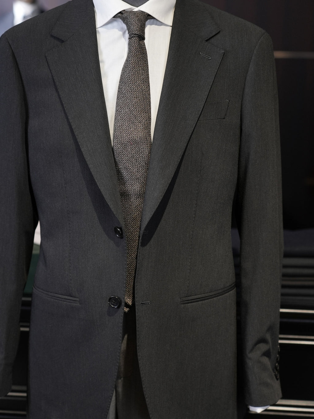 Black wool minimalist notched blazer