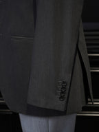Black wool minimalist notched blazer