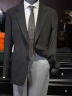 Black wool minimalist notched blazer