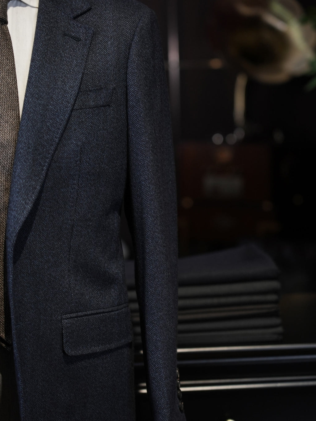 Navy Herringbone 100% Wool Blazer Premium Tailored Standalone Suit Jacket
