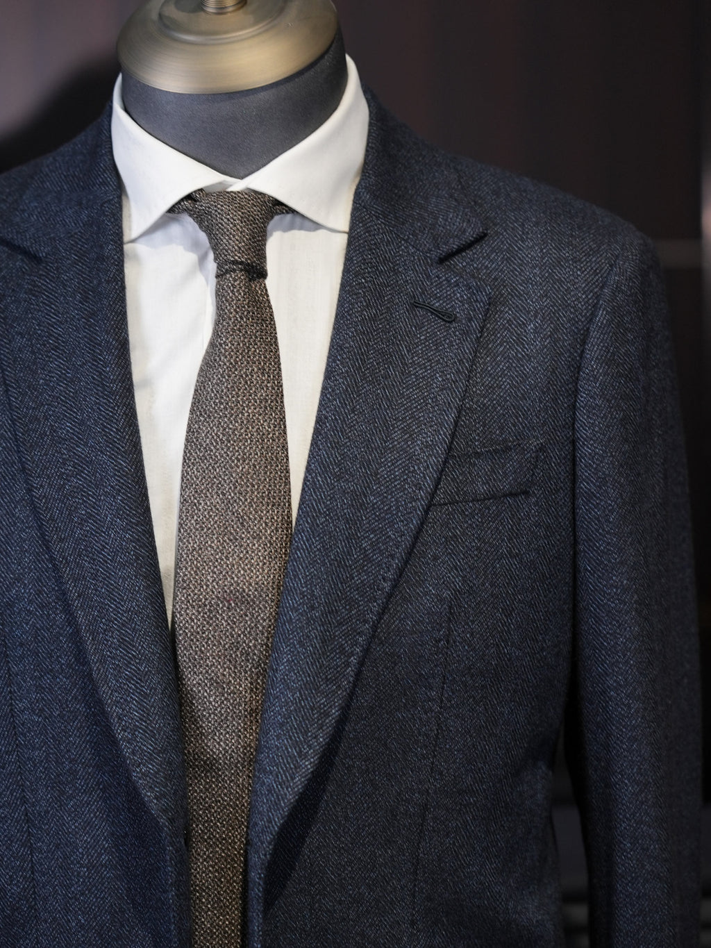 Navy Herringbone 100% Wool Blazer Premium Tailored Standalone Suit Jacket