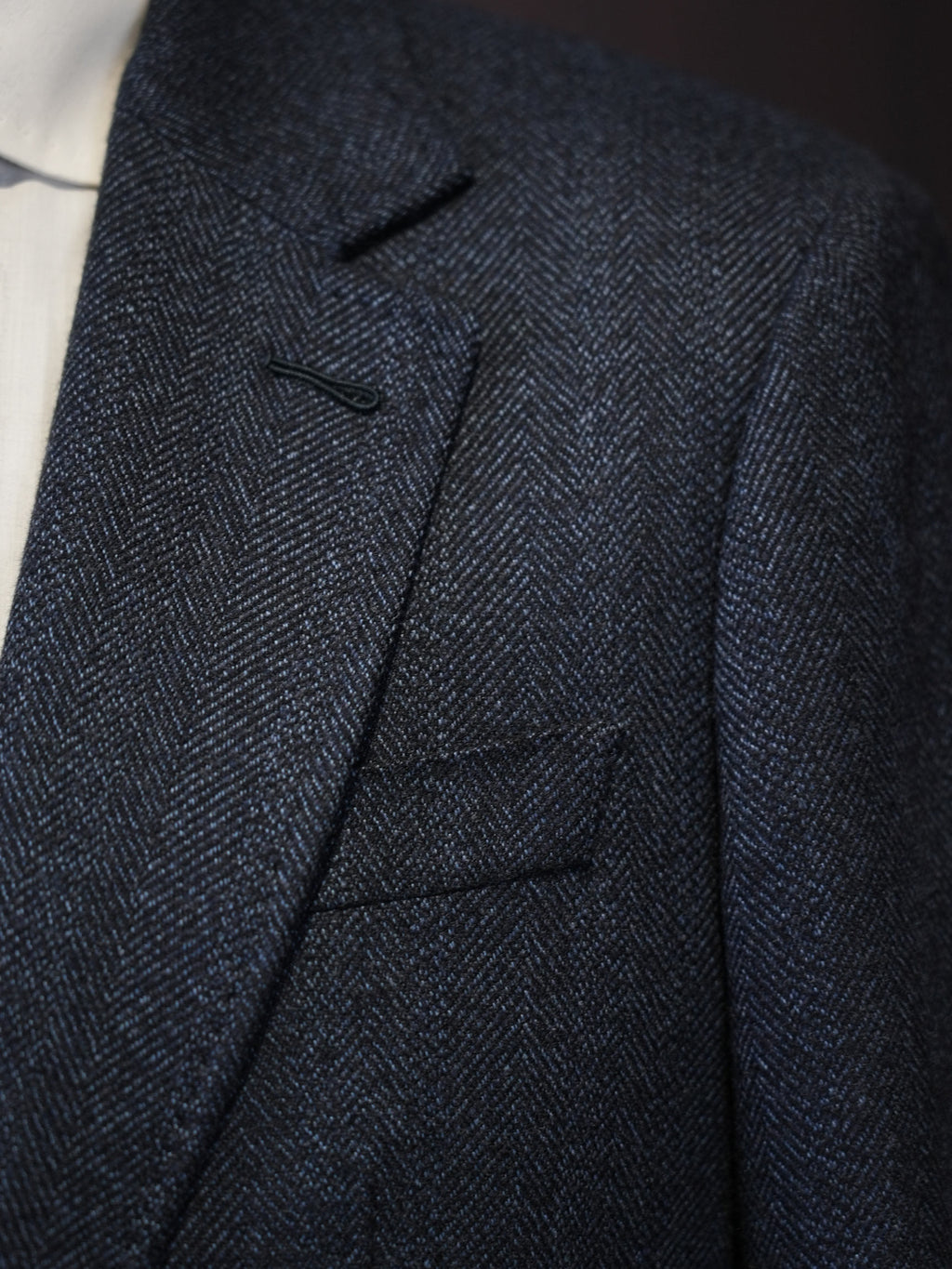 Navy Herringbone 100% Wool Blazer Premium Tailored Standalone Suit Jacket