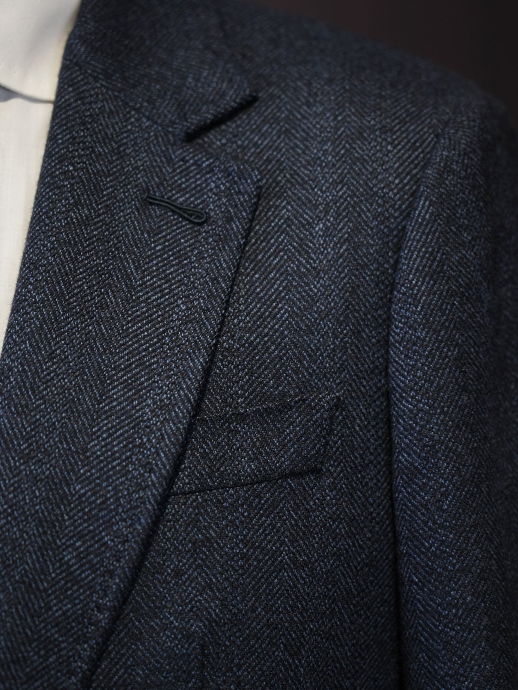 Navy Herringbone 100% Wool Blazer Premium Tailored Standalone Suit Jacket