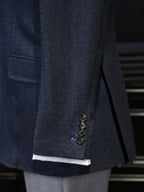 Navy Herringbone 100% Wool Blazer Premium Tailored Standalone Suit Jacket