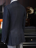 Navy Herringbone 100% Wool Blazer Premium Tailored Standalone Suit Jacket