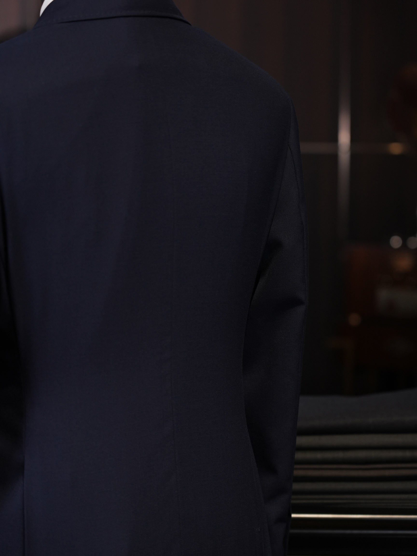 Navy Classic Double Breasted Blazer, 100% Pure Wool Peak Lapel Gold Button Sport Coat for Business