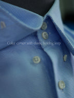 Mens' Premium Textured Light Blue Micro Grid Long Sleeve Dress Shirt