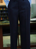 Men's Navy Textured Wool Suit Pants