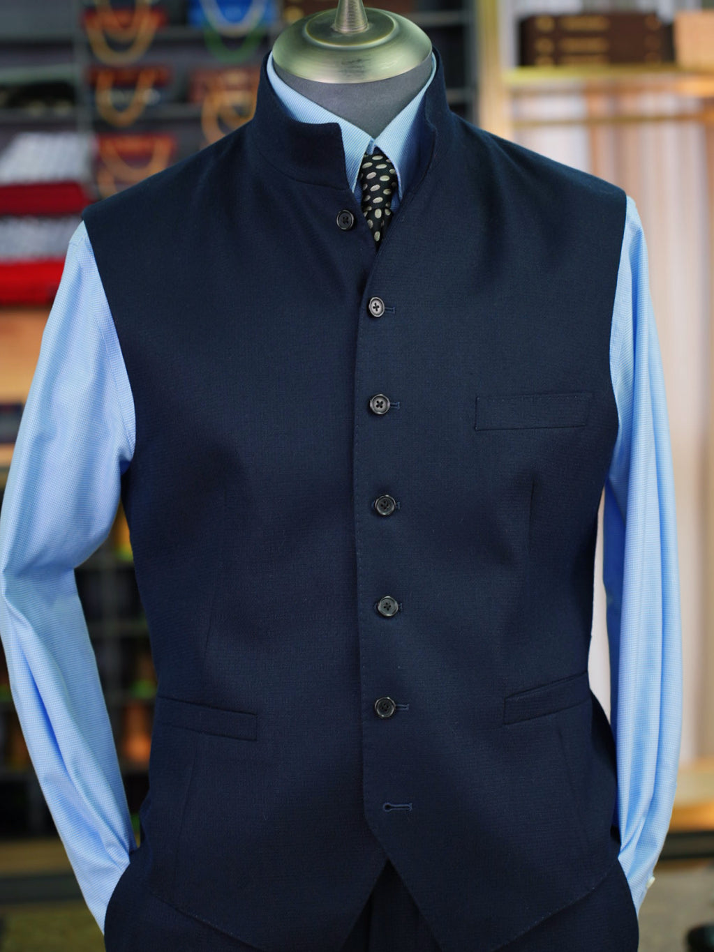 Men's Tailored Single Breasted Stand Collar Formal Business Vest