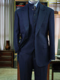 Men's Navy Blue Peak Lapel Suit Blazer