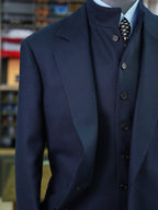 Men's Navy Blue Peak Lapel Suit Blazer
