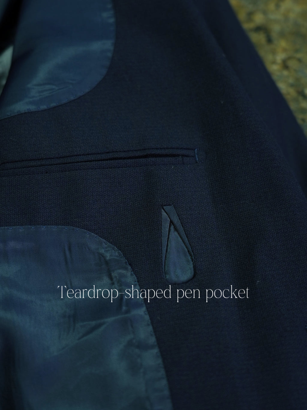 Men's Navy Blue Peak Lapel Suit Blazer
