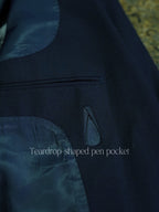 Men's Navy Blue Peak Lapel Suit Blazer
