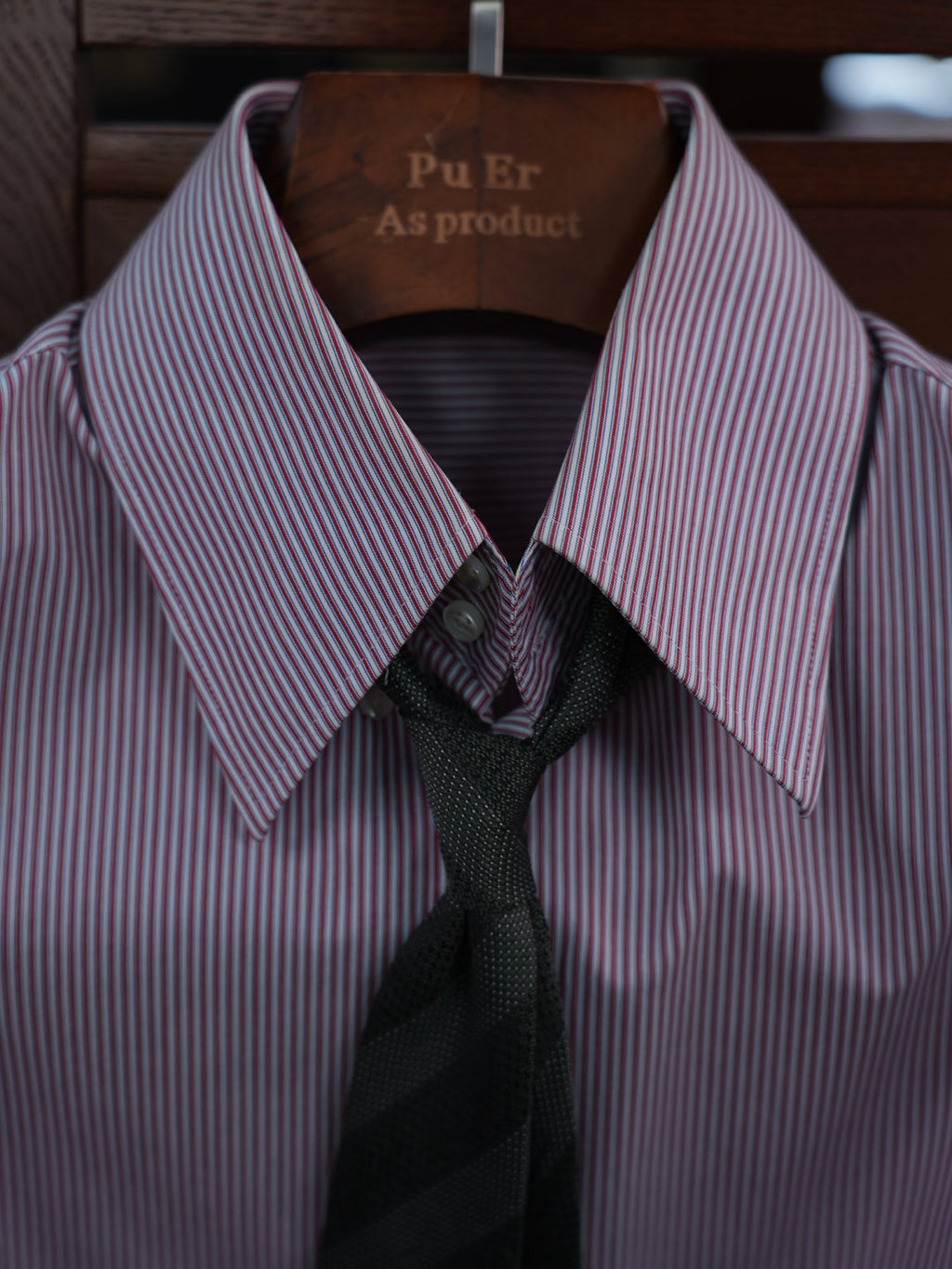 Two-tone pinstriped cotton yarn-dyed shirt