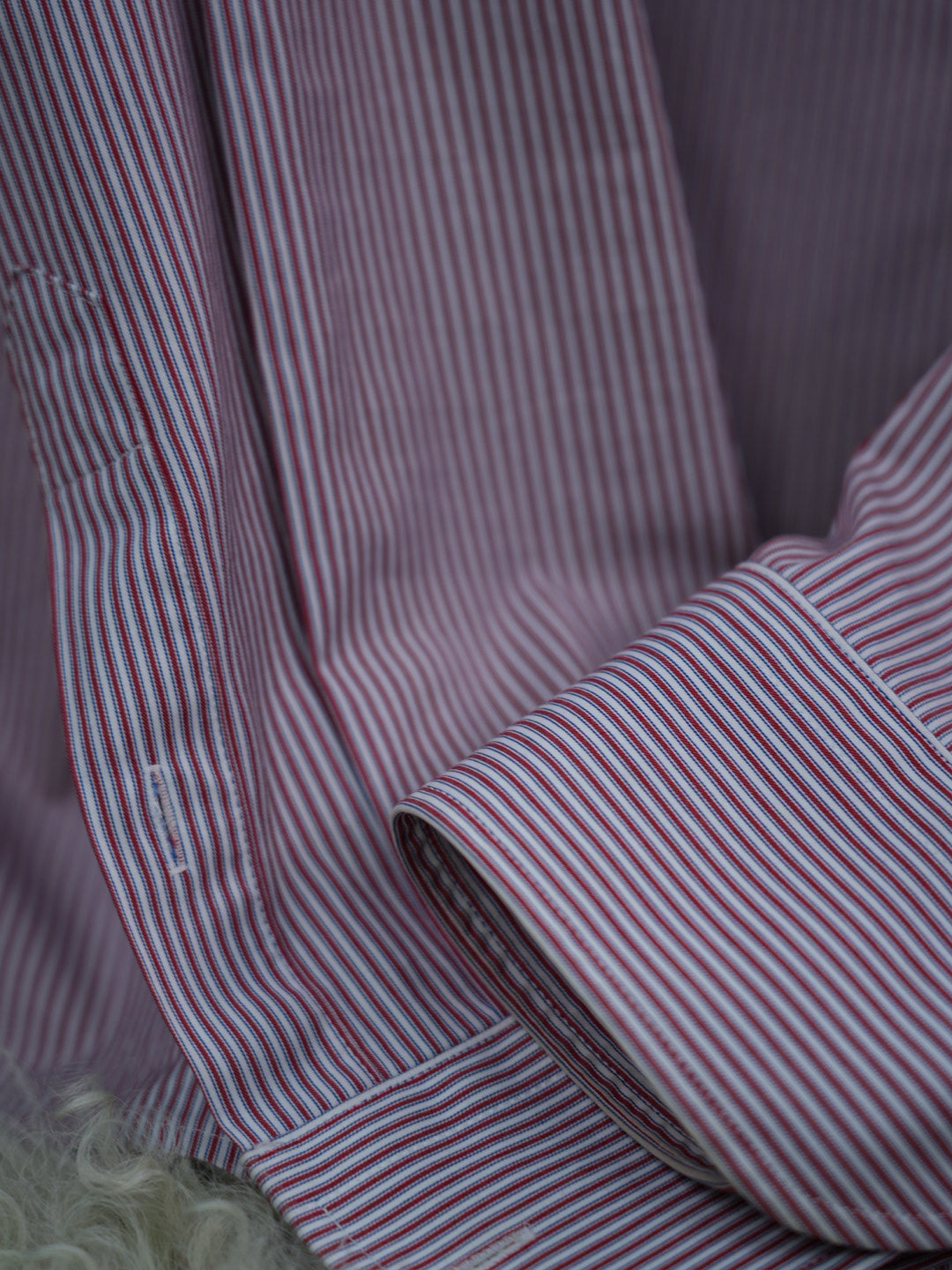 Two-tone pinstriped cotton yarn-dyed shirt