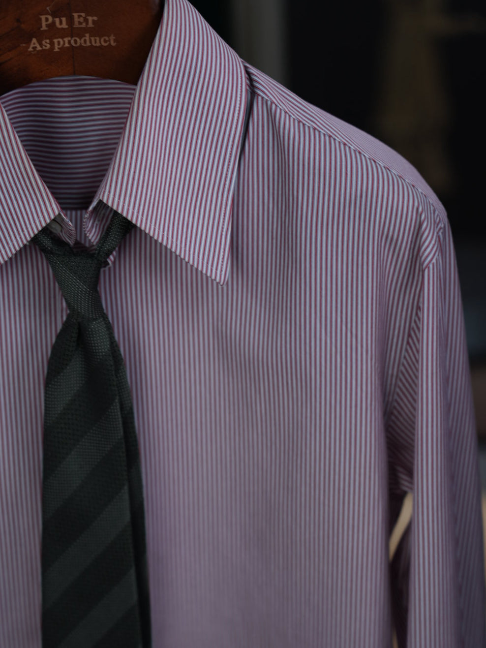 Two-tone pinstriped cotton yarn-dyed shirt