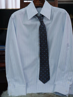Men's 100% Cotton Light Blue Pinstripe Jacquard Dress Shirt