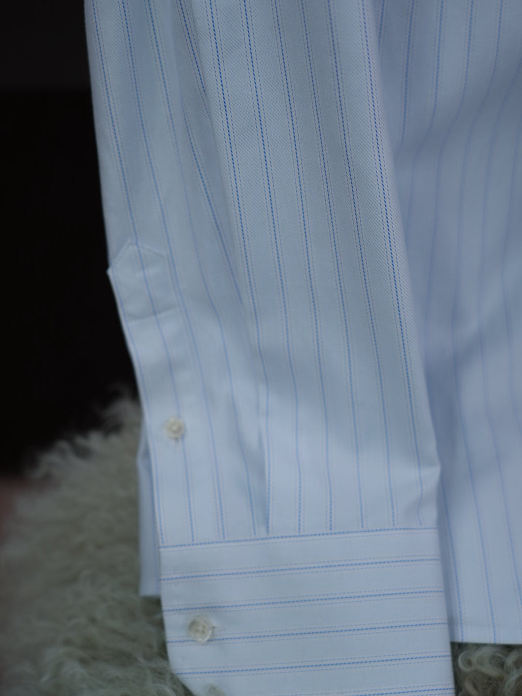 Men's 100% Cotton Light Blue Pinstripe Jacquard Dress Shirt