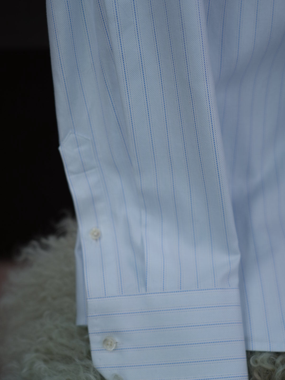 Men's 100% Cotton Light Blue Pinstripe Jacquard Dress Shirt