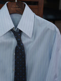 Men's 100% Cotton Light Blue Pinstripe Jacquard Dress Shirt