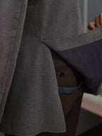 Grey-brown wool double-breasted blazer with subtle pattern