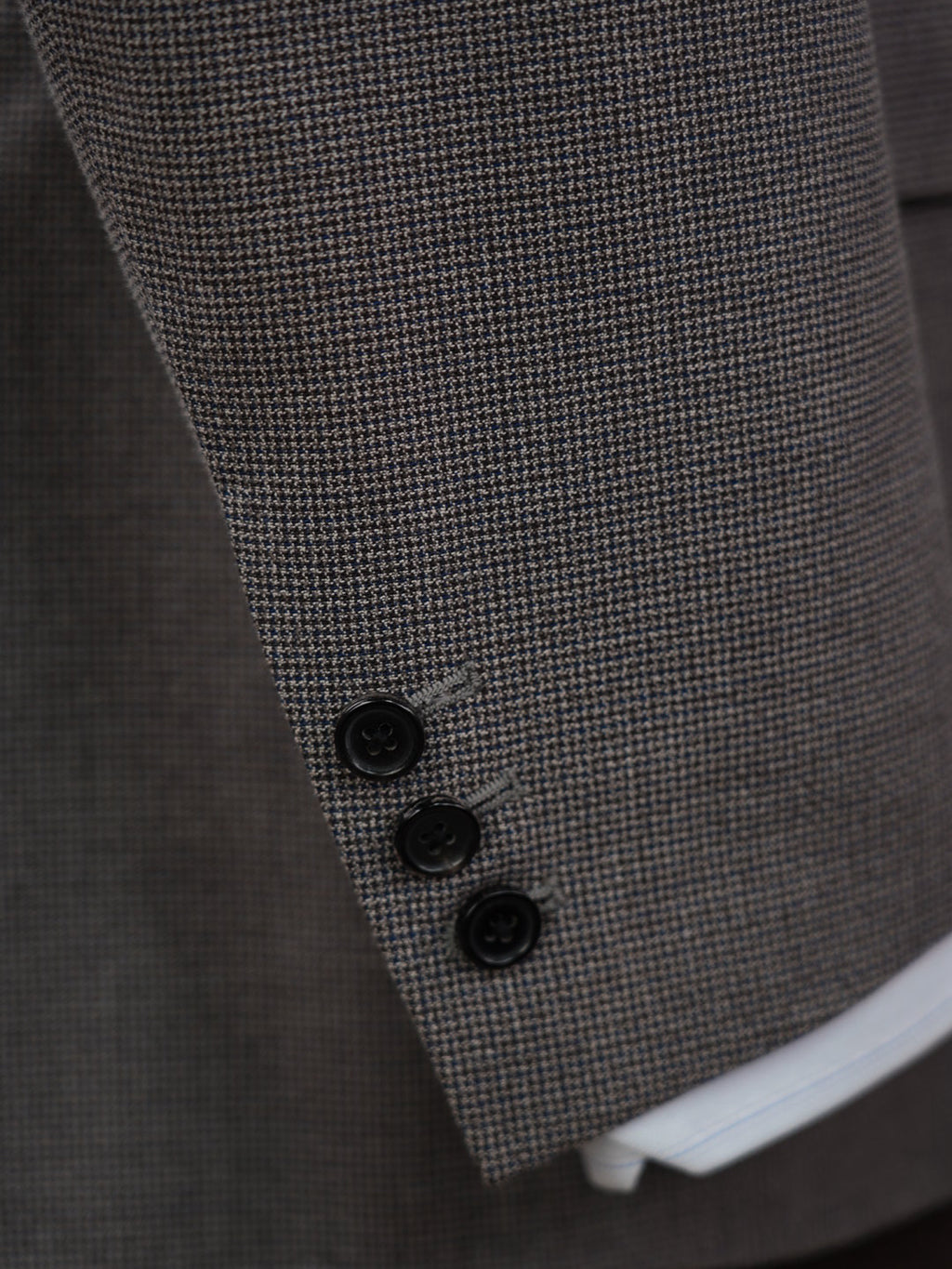 Grey-brown wool double-breasted blazer with subtle pattern