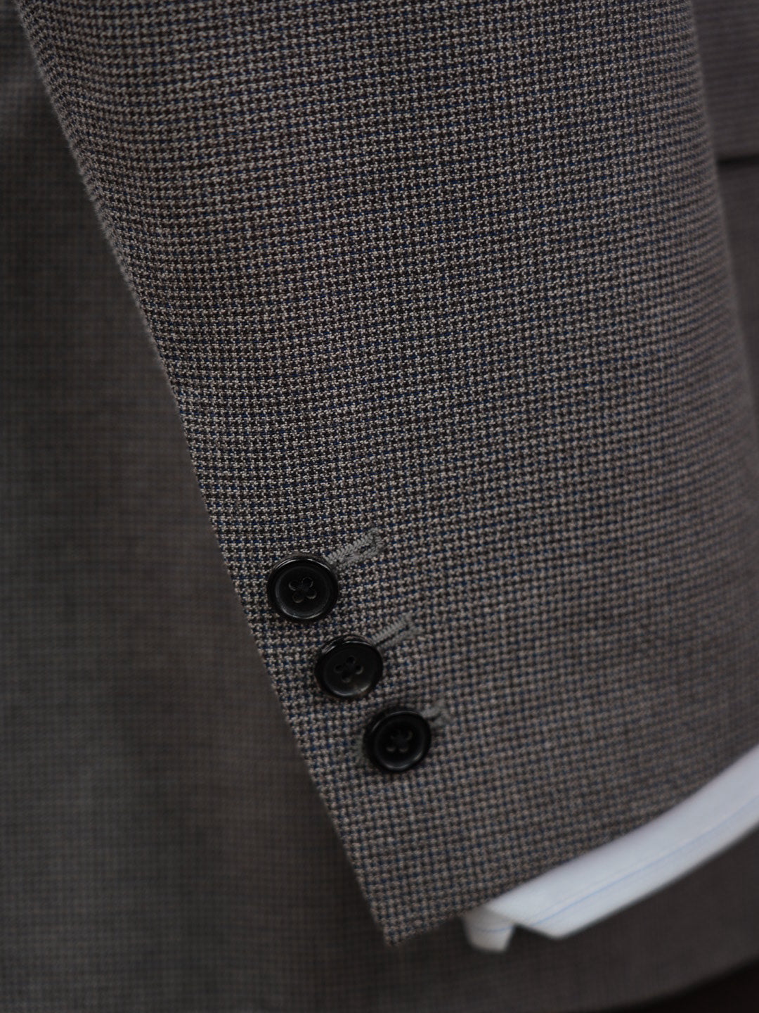 Grey-brown wool double-breasted blazer with subtle pattern