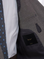 Grey-brown wool double-breasted blazer with subtle pattern