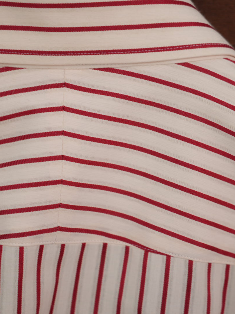 Men Off White Base Red Pinstripe Button Down Shirt