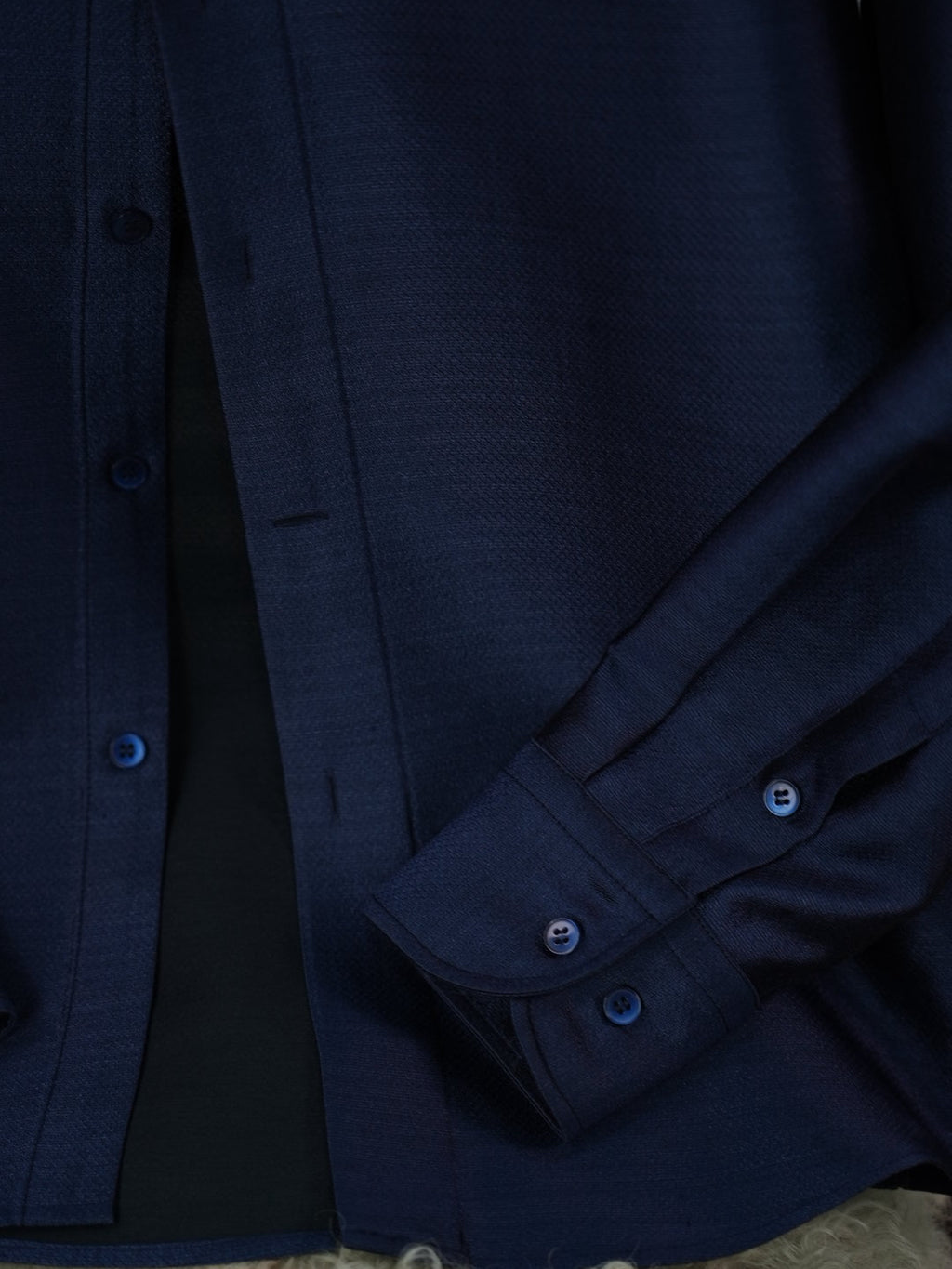 Men's Deep royal blue silk wool shimmering shirt