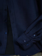 Men's Deep royal blue silk wool shimmering shirt