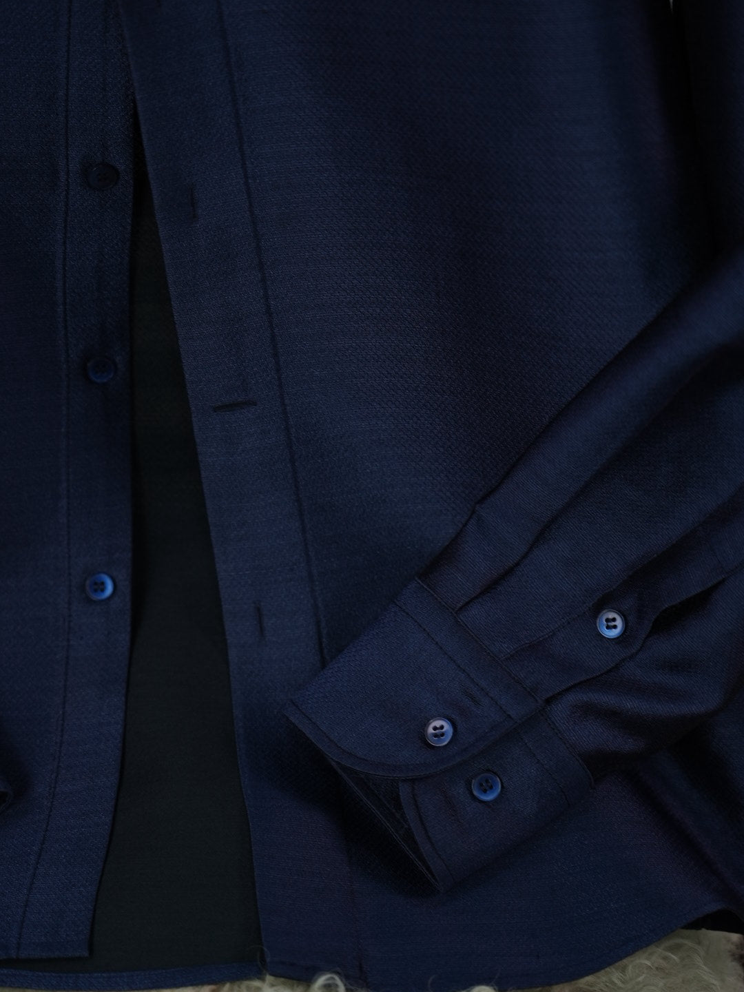 Men's Deep royal blue silk wool shimmering shirt