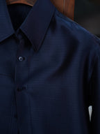 Men's Deep royal blue silk wool shimmering shirt