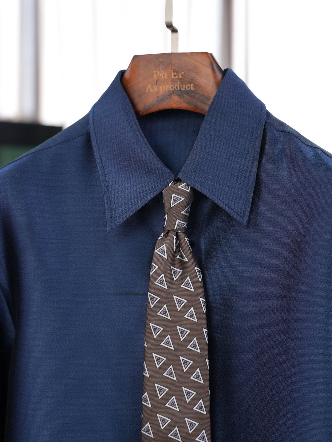 Men's Deep royal blue silk wool shimmering shirt